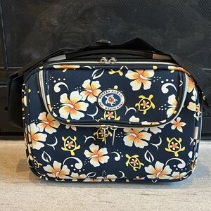 Movera Hawaii Small Luggage Carry-On Black Yellow/White Flowers & Turtles Cute!